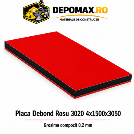 Placa BOND Rosu 3020 3mm, 1500x4050mm, aluminiu 0.2mm